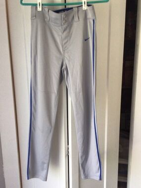 Nike Gray Baseball Pants with Blue Piping with bonus sliding shorts Youth Large